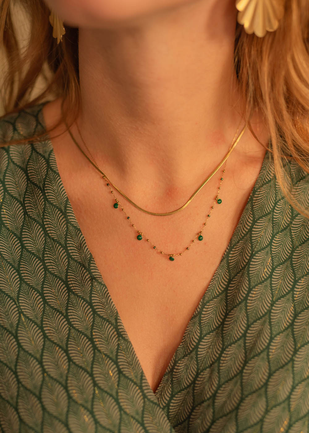 Collana piastrine verdi