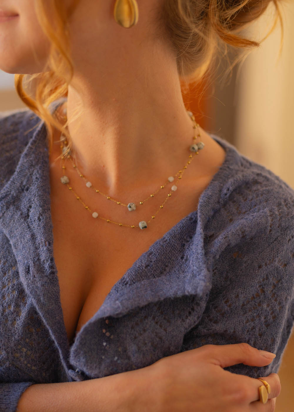 Collana perle indaco