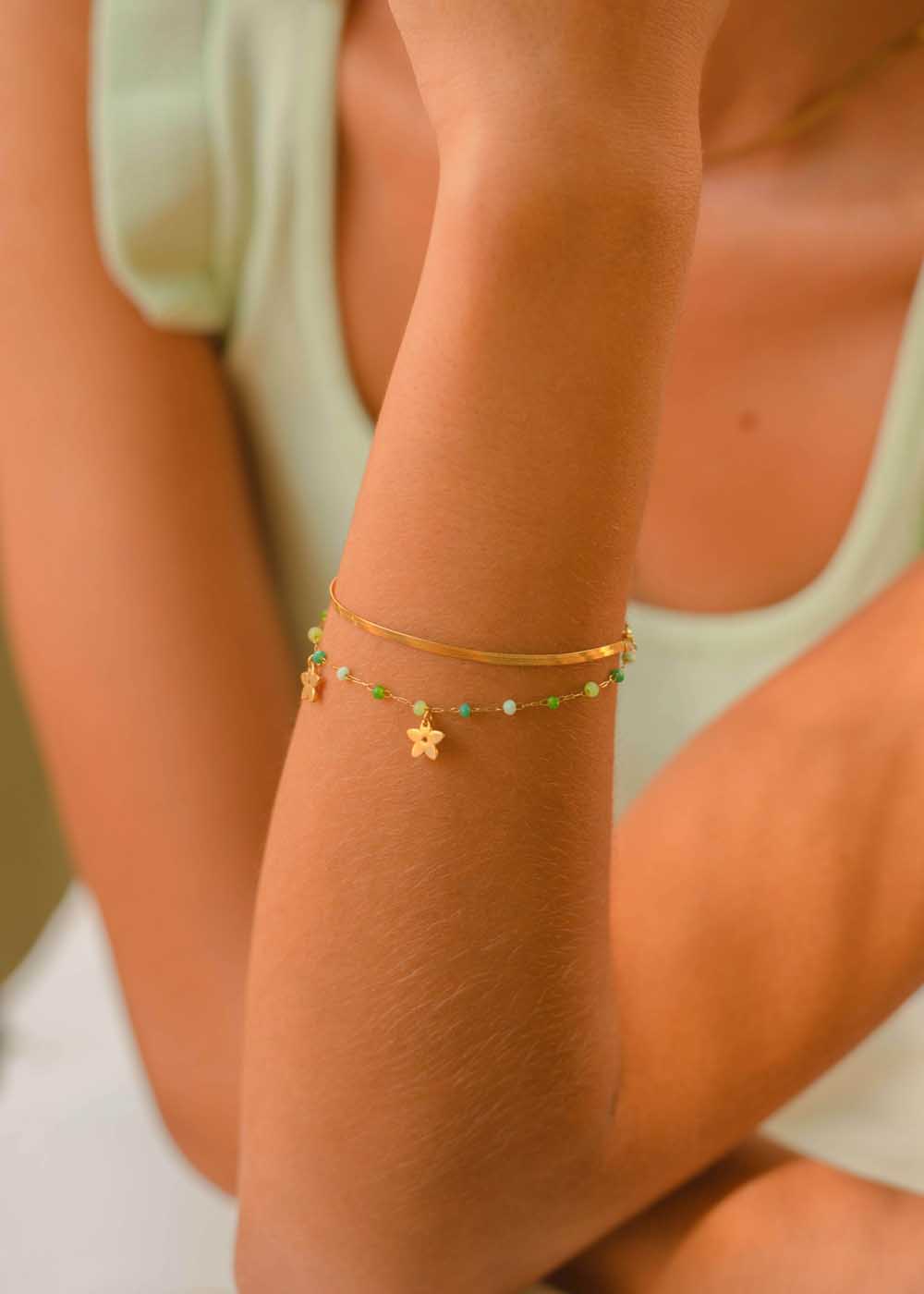 Bracciale fiori perline