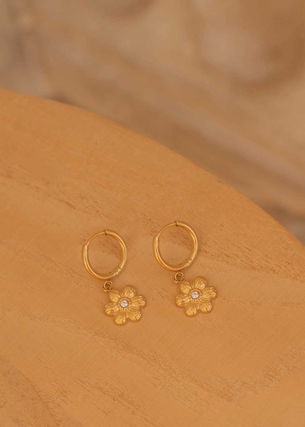 Orecchini fiore strass